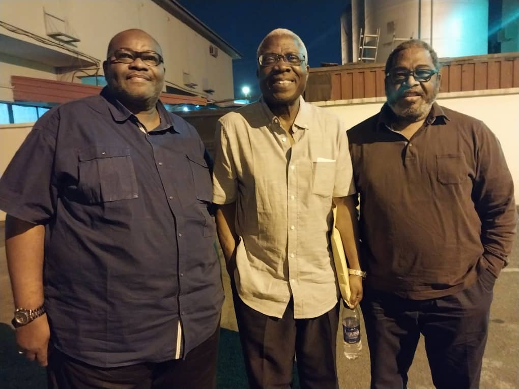 Welcome home! From left: Tunde Olusunle and Tivlumun Nyitse, (both journalists and poets), receive renowned, multiple award-winning poet, literary critic, dramatist, scholar, essayist and public intellectual, Professor Niyi Osundare, to Abuja. Osundare is a winner of the Commonwealth Poetry Prize; Noma Award and the Fonlon/Nichols Prize for poetry, among others. He was in 2013, decorated with the Nigerian National Order Merit, (NNOM), the highest recognition for creative and intellectual excellence in Nigeria. Osundare will be delivering the lecture at the NNOM Awards ceremony, Wednesday December 7, 2022, in Abuja.